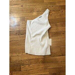Wendelborn Women's One Arm Tank Top Ivory Large L MSRP $320 W/ Spot Defects